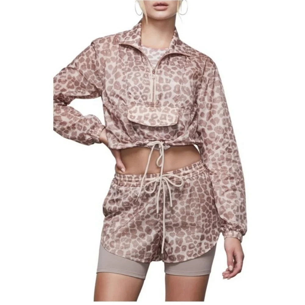GOOD AMERICAN Leopard Jacket Windbreaker
Rose Gold Pink Brown 2 Pullover Small - Picture 3 of 14